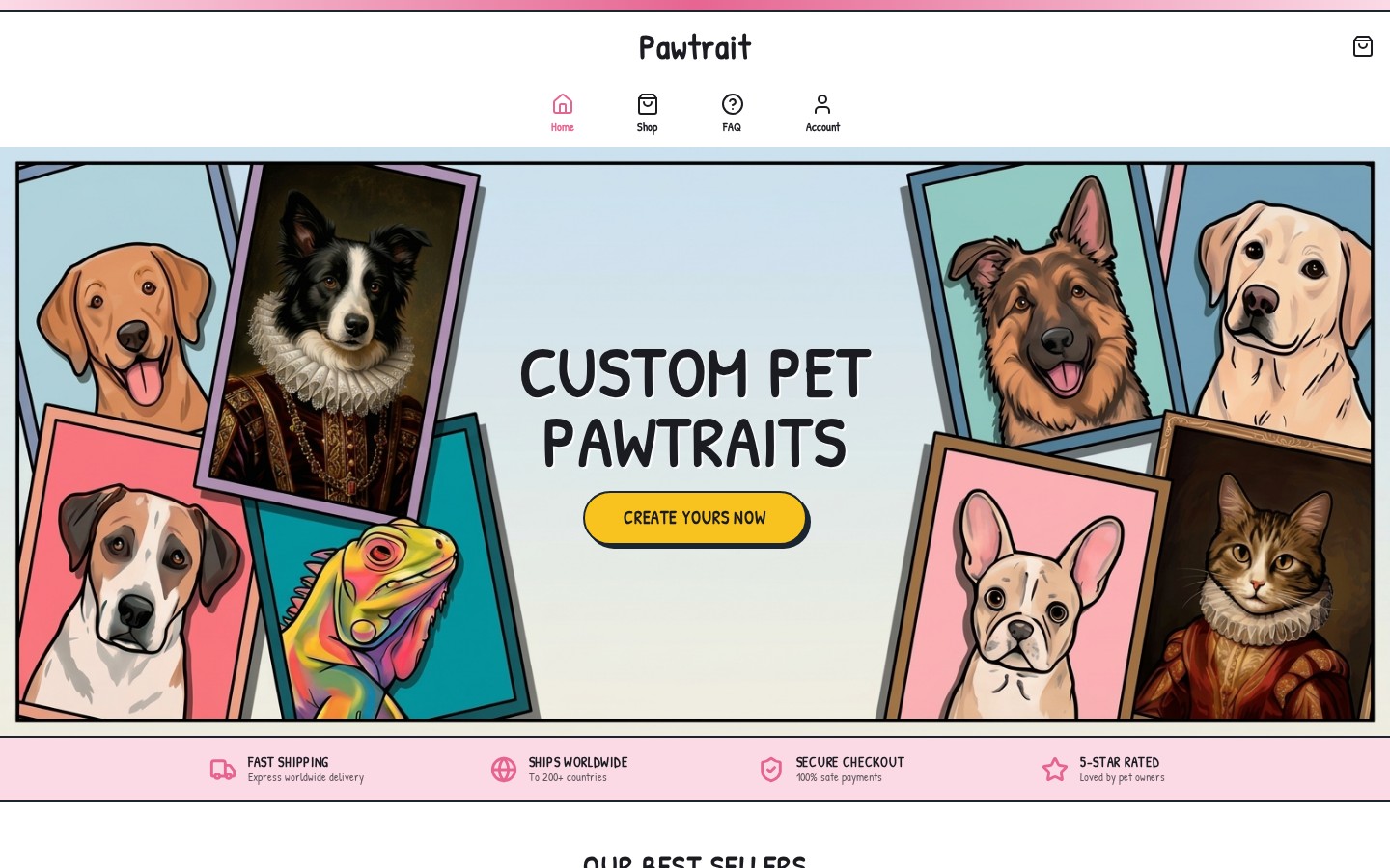 Custom Pet Pawtrait - Pet Portraits website designed by Staplehurst Web Design